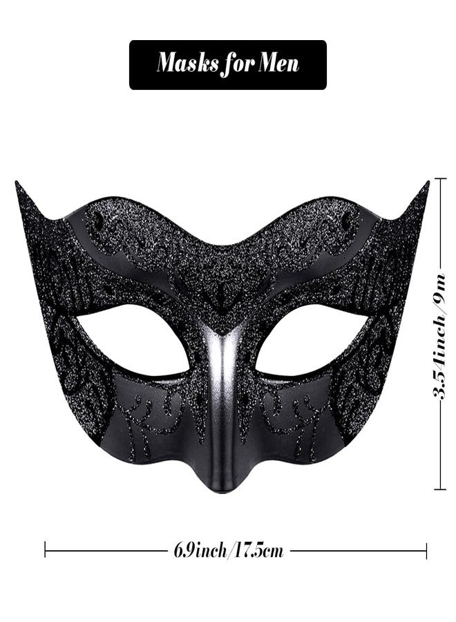 PATPAT® 2 Pack Black Masquerade Mask for Women & Men, Venetian Carnival Halloween Cosplay Party Mask, Couple Venetian Masks Sequin Face Cover Masks for Party Night Club Carnivals Masquerade Balls - Image 4